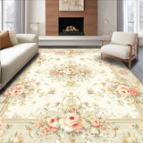 Ultra Soft Area Rug, Non Slip, Stain Resistant, Washable Area Rugs for Living Room, Bedroom, Vintage Inspired Beige with Floral Accents(Beige)