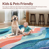 Ultra Soft Area Rug, Non Slip, Stain Resistant, Washable Area Rugs for Living Room, Bedroom, Beach Breeze Area Rug Featuring Playful Fish Silhouettes with Rippled Water Art(Blue)