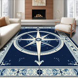 Ultra Soft Area Rug, Non Slip, Stain Resistant, Washable Area Rugs for Living Room, Bedroom, Coastal Nautical Compass Aesthetic(Blue)