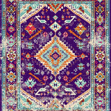 Ultra Soft Area Rug, Non Slip, Stain Resistant, Washable Area Rugs for Living Room, Bedroom, Vibrant Abstract Distressed Motif(Purple)