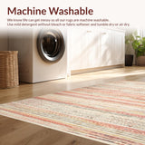 Ultra Soft Area Rug, Non Slip, Stain Resistant, Washable Area Rugs for Living Room, Bedroom, SERISSA Faded Peach Washable Rug, Non-Slip Entry Carpet, Low Pile(Red)