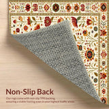 Ultra Soft Area Rug, Non Slip, Stain Resistant, Washable Area Rugs for Living Room, Bedroom, Boho Bloom Bathroom Non Slip Artistic Floral Bath(Beige)
