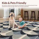 Ultra Soft Area Rug, Non Slip, Stain Resistant, Washable Area Rugs for Living Room, Bedroom, Art Deco Accent Rug with Symmetrical Fan Motif and Metallic Silver Highlights(Gray)