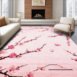 Ultra Soft Area Rug, Non Slip, Stain Resistant, Washable Area Rugs for Living Room, Bedroom, Delicate Pink Blossom Motif(Pink)