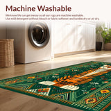 Ultra Soft Area Rug, Non Slip, Stain Resistant, Washable Area Rugs for Living Room, Bedroom, Bold Tropical Tiger Motif(Orange)