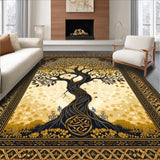 Ultra Soft Area Rug, Non Slip, Stain Resistant, Washable Area Rugs for Living Room, Bedroom, Celtic Inspired Natural Tones(Gold)