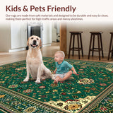 Ultra Soft Area Rug, Non Slip, Stain Resistant, Washable Area Rugs for Living Room, Bedroom, Rustic Tiled Aesthetic in Earth Tones(Green)