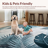 Ultra Soft Area Rug, Non Slip, Stain Resistant, Washable Area Rugs for Living Room, Bedroom, Trendy Two-Tone Tropical Aesthetic(Blue)