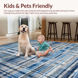 Ultra Soft Area Rug, Non Slip, Stain Resistant, Washable Area Rugs for Living Room, Bedroom, Modern Stripe Carpet(Blue)
