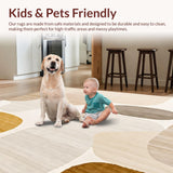 Ultra Soft Area Rug, Non Slip, Stain Resistant, Washable Area Rugs for Living Room, Bedroom, Stylish Beige Area Modern Abstract Shapes(Beige)