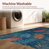 Ultra Soft Area Rug, Non Slip, Stain Resistant, Washable Area Rugs for Living Room, Bedroom, Vintage Coastal Tiled Aesthetic(Blue)