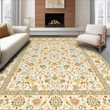 Ultra Soft Area Rug, Non Slip, Stain Resistant, Washable Area Rugs for Living Room, Bedroom, Rustic Distressed Botanical Design(Beige)