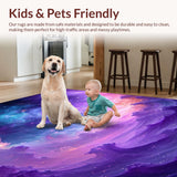 Ultra Soft Area Rug, Non Slip, Stain Resistant, Washable Area Rugs for Living Room, Bedroom, Dynamic Multicolored Universe Theme(Purple)