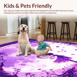 Ultra Soft Area Rug, Non Slip, Stain Resistant, Washable Area Rugs for Living Room, Bedroom, Radiant Moonbeam Floral Theme(Purple)