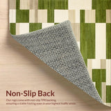 Ultra Soft Area Rug, Non Slip, Stain Resistant, Washable Area Rugs for Living Room, Bedroom, Serene Earthy Geometric Design(Green)