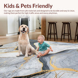 Ultra Soft Area Rug, Non Slip, Stain Resistant, Washable Area Rugs for Living Room, Bedroom, Elegant Smoke Swirl Aesthetic(Gray)
