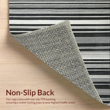 Ultra Soft Area Rug, Non Slip, Stain Resistant, Washable Area Rugs for Living Room, Bedroom, Contemporary Porch Rug Showcasing Bold Mono Stripe and Graphic Linear Motif(Black)