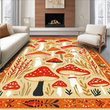 Ultra Soft Area Rug, Non Slip, Stain Resistant, Washable Area Rugs for Living Room, Bedroom, Joyful Eclectic Design Elements(Orange)