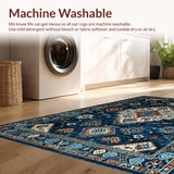 Ultra Soft Area Rug, Non Slip, Stain Resistant, Washable Area Rugs for Living Room, Bedroom, Rustic Watercolor Geometric Design(Blue)