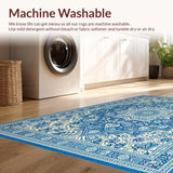 Ultra Soft Area Rug, Non Slip, Stain Resistant, Washable Area Rugs for Living Room, Bedroom, Striking Tropical Print with Medallions(Blue)
