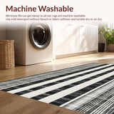 Sleek Striped Weave With Alternating Black And White Bands(Black)