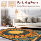 Ultra Soft Area Rug, Non Slip, Stain Resistant, Washable Area Rugs for Living Room, Bedroom, Chic Minimalist Circular Pattern(Orange)