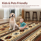 Ultra Soft Area Rug, Non Slip, Stain Resistant, Washable Area Rugs for Living Room, Bedroom, Southwestern Vibrant Ethnic Pattern(Brown)