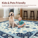 Ultra Soft Area Rug, Non Slip, Stain Resistant, Washable Area Rugs for Living Room, Bedroom, Rustic Floral Mandala Inspiration(White)
