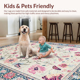 Ultra Soft Area Rug, Non Slip, Stain Resistant, Washable Area Rugs for Living Room, Bedroom, Chic Stained Glass Inspired Motif(Ivory)