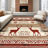 Ultra Soft Area Rug, Non Slip, Stain Resistant, Washable Area Rugs for Living Room, Bedroom, Cozy Warm Toned Organic Patterns(Brown)