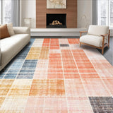 Ultra Soft Area Rug, Non Slip, Stain Resistant, Washable Area Rugs for Living Room, Bedroom, Washable Vintage Soft Floor Carpet with Abstract Geometric Art(Red)