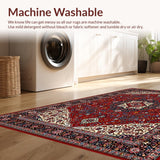 Ultra Soft Area Rug, Non Slip, Stain Resistant, Washable Area Rugs for Living Room, Bedroom, Transitional Bold Diamond Texture(Red)