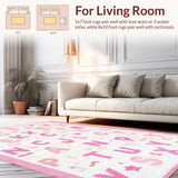Ultra Soft Area Rug, Non Slip, Stain Resistant, Washable Area Rugs for Living Room, Bedroom, Fun and Cozy Educational Theme(White)