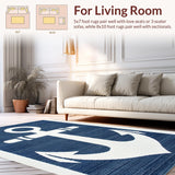 Ultra Soft Area Rug, Non Slip, Stain Resistant, Washable Area Rugs for Living Room, Bedroom, Modern Abstract Ocean Motif(Blue)