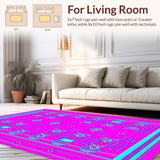 Ultra Soft Area Rug, Non Slip, Stain Resistant, Washable Area Rugs for Living Room, Bedroom, Enchanting Colorful Lattice Wonderland(Pink)