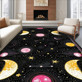 Ultra Soft Area Rug, Non Slip, Stain Resistant, Washable Area Rugs for Living Room, Bedroom, Enchanting Twilight Floral Geometry(Black)