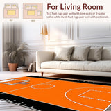 Ultra Soft Area Rug, Non Slip, Stain Resistant, Washable Area Rugs for Living Room, Bedroom, Playful Round Basketball Inspired(Orange)