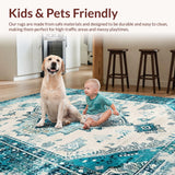 Ultra Soft Area Rug, Non Slip, Stain Resistant, Washable Area Rugs for Living Room, Bedroom, Serene Coastal Patterned Composition(Beige)