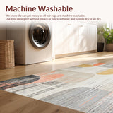 Ultra Soft Area Rug, Non Slip, Stain Resistant, Washable Area Rugs for Living Room, Bedroom, with Subtle Distressed Beige and Multi(Gray)