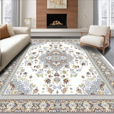 Ultra Soft Area Rug, Non Slip, Stain Resistant, Washable Area Rugs for Living Room, Bedroom, Vibrant Luxurious Medallion Theme(White)