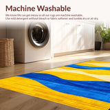 Ultra Soft Area Rug, Non Slip, Stain Resistant, Washable Area Rugs for Living Room, Bedroom, Lively Eclectic Circular Elements(Yellow)