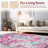 Ultra Soft Area Rug, Non Slip, Stain Resistant, Washable Area Rugs for Living Room, Bedroom, Eclectic Pink Geometric Charm(Pink)
