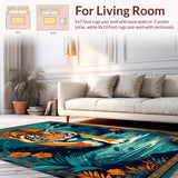 Ultra Soft Area Rug, Non Slip, Stain Resistant, Washable Area Rugs for Living Room, Bedroom, Unique Colorful Jungle Inspired Runner(Orange)