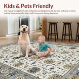 Ultra Soft Area Rug, Non Slip, Stain Resistant, Washable Area Rugs for Living Room, Bedroom, Minimalist Muted Trellis Concept(White)