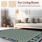 Ultra Soft Area Rug, Non Slip, Stain Resistant, Washable Area Rugs for Living Room, Bedroom, Patio Trellis Navy and Beige Waterproof Runner(Blue)