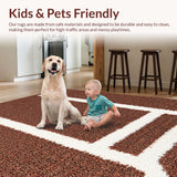 Ultra Soft Area Rug, Non Slip, Stain Resistant, Washable Area Rugs for Living Room, Bedroom, Playful Retro Sports Decor(Brown)