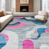 Ultra Soft Area Rug, Non Slip, Stain Resistant, Washable Area Rugs for Living Room, Bedroom, Eclectic Color Splash Design(Gray)