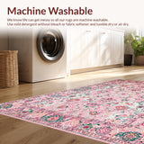 Ultra Soft Area Rug, Non Slip, Stain Resistant, Washable Area Rugs for Living Room, Bedroom, Serene Cottage Chic Design(Pink)