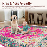 Ultra Soft Area Rug, Non Slip, Stain Resistant, Washable Area Rugs for Living Room, Bedroom, Boho Chic Pink Living Room Non-Shedding Rug(Pink)