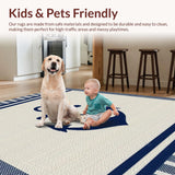Ultra Soft Area Rug, Non Slip, Stain Resistant, Washable Area Rugs for Living Room, Bedroom, Coastal Inspired Anchor Motif(Beige)